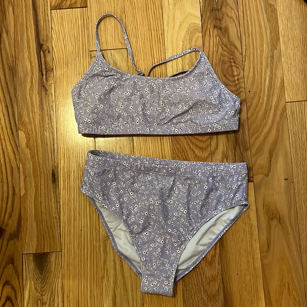 SHEIN-purple floral high waisted bikni